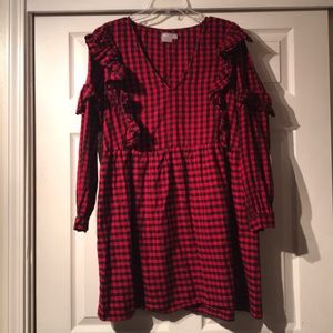 ASOS plaid ruffle dress